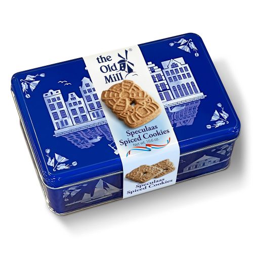 The Old Mill Speculaas in Delft Blue tin 300g